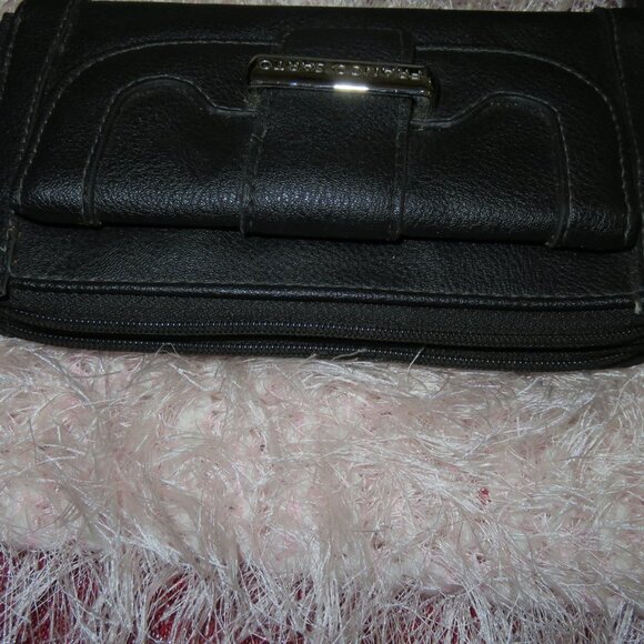 BOGO Franco Sarto Black Leather Long Wallet Clutch Double Zip Multi Compartment - Picture 6 of 14